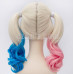 New! Suicide Squad Batman Harley Quinn Blue Pink Mix Blonde Cosplay Wig